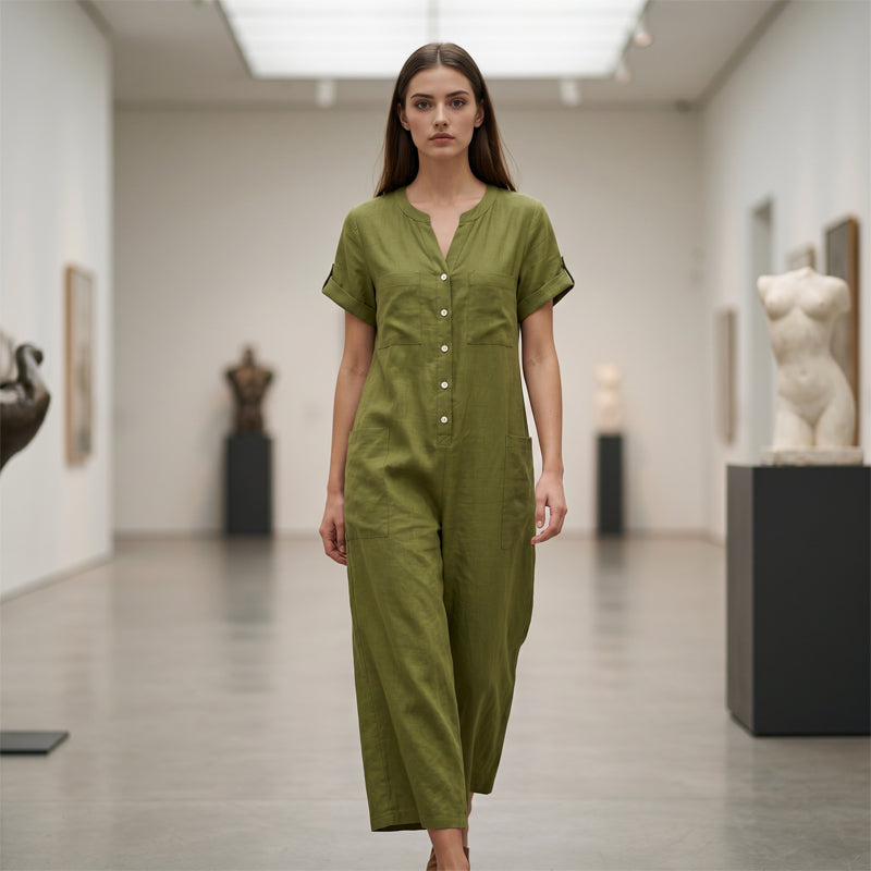 🚀 Neu eingetroffen – 50% Probierpreis! Lässiger Jumpsuit mit kurzen Ärmeln und weiten Hosenbeinen für Damen