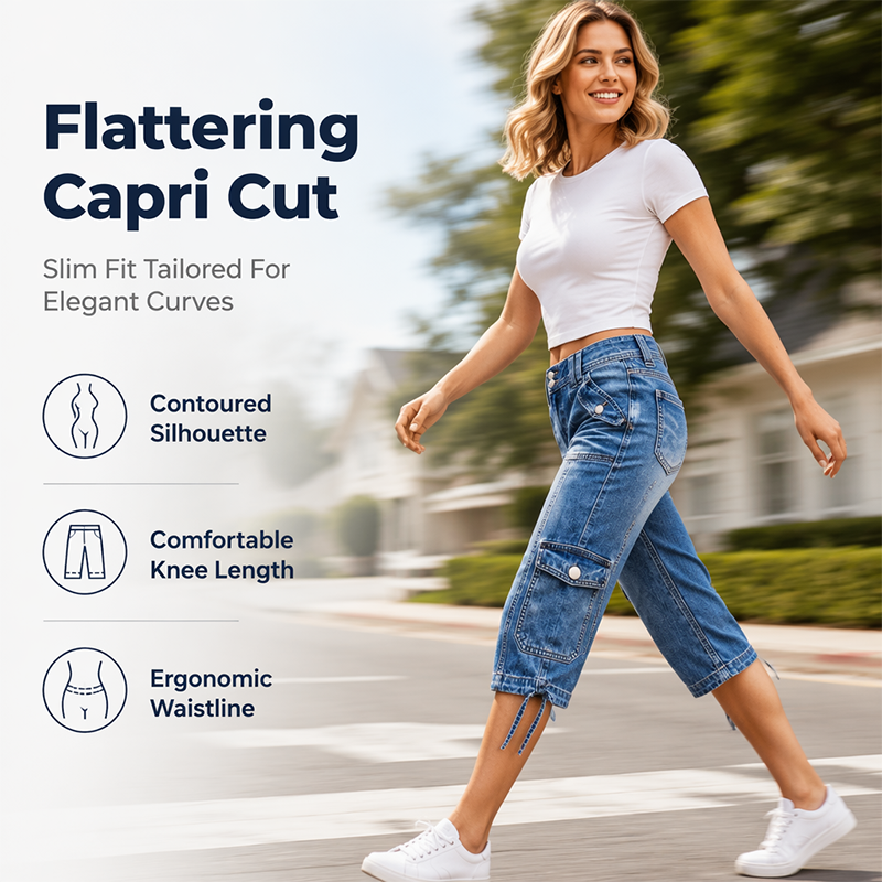 💨 Wer zögert, zahlt mehr – kein Scherz! Damen Capri-Jeans mit geradem Bein