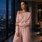 ✨Elegantes Set aus One-Shoulder-Oberteil und Hose mit weitem Bein für Damen