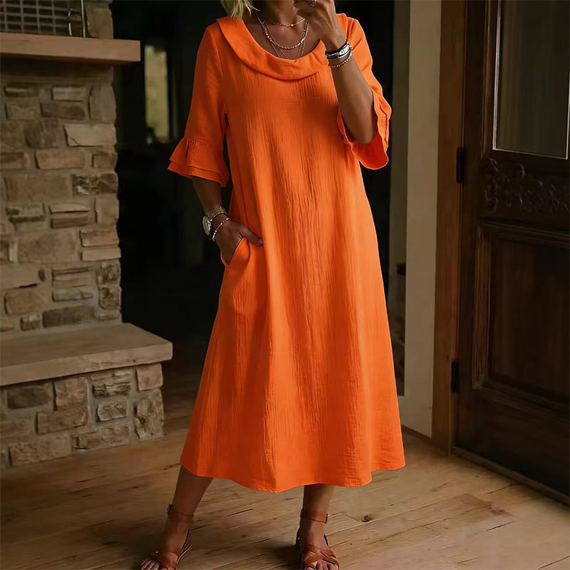Damen lässiges Sommerkleid mit rundem Ausschnitt