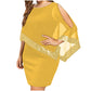 Damen Kleid mit unregelmäßigem Pailletten-Patchwork und Cold-Shoulder-Design