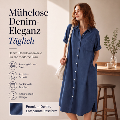 Zeitlich begrenztes Angebot: 40 % Rabatt！👗Weites Hemdblusenkleid aus Denim für Damen