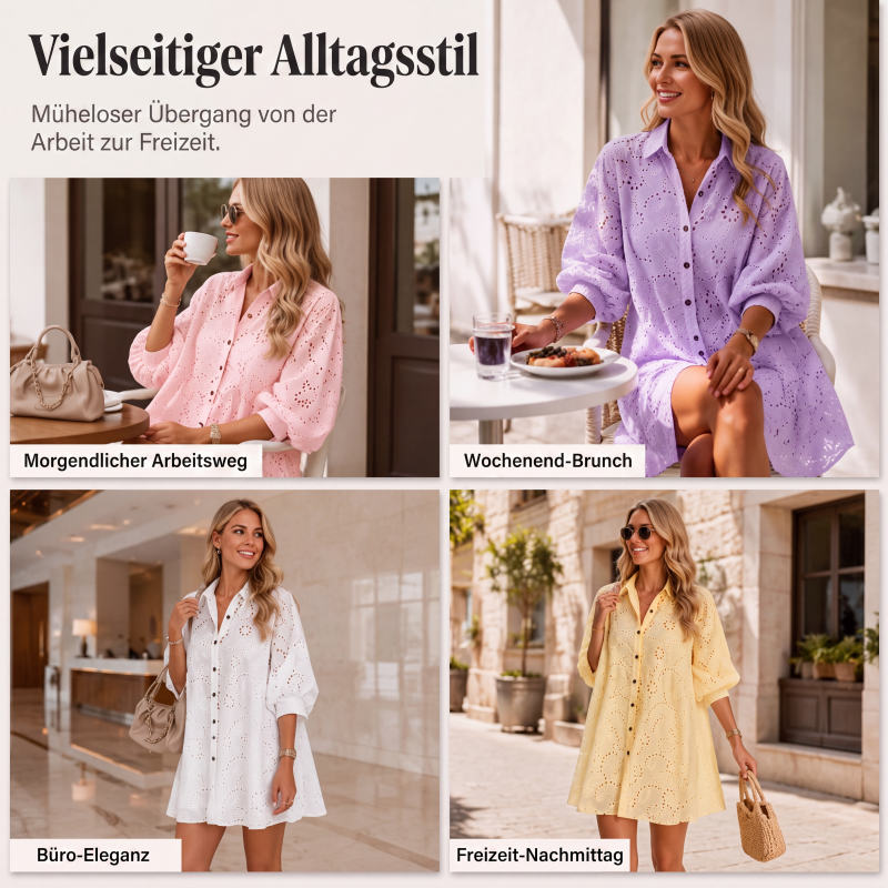 Kurzarmshirt für Damen aus Lochstickerei, Spitze und Burnout-Stoff