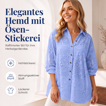 Kurzarmshirt für Damen aus Lochstickerei, Spitze und Burnout-Stoff
