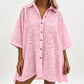 Kurzarmshirt für Damen aus Lochstickerei, Spitze und Burnout-Stoff