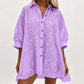 Kurzarmshirt für Damen aus Lochstickerei, Spitze und Burnout-Stoff