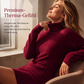 Geripptes Damen-Langarm-Strickkleid mit Rollkragen