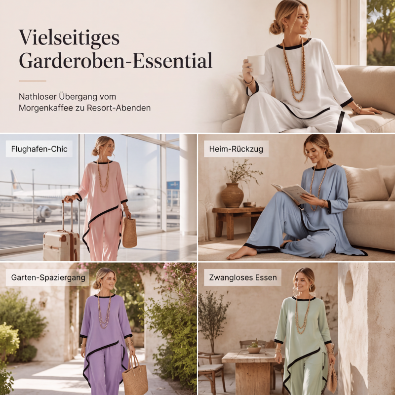 Zweiteiler für Damen: Lässige Tunika und Hose mit weitem Bein