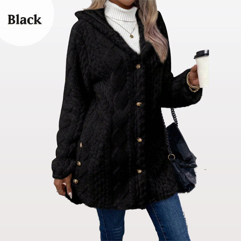 💎❄️ Neuheiten – Rautenmuster-Jacke mit Kapuze – warm und stylisch