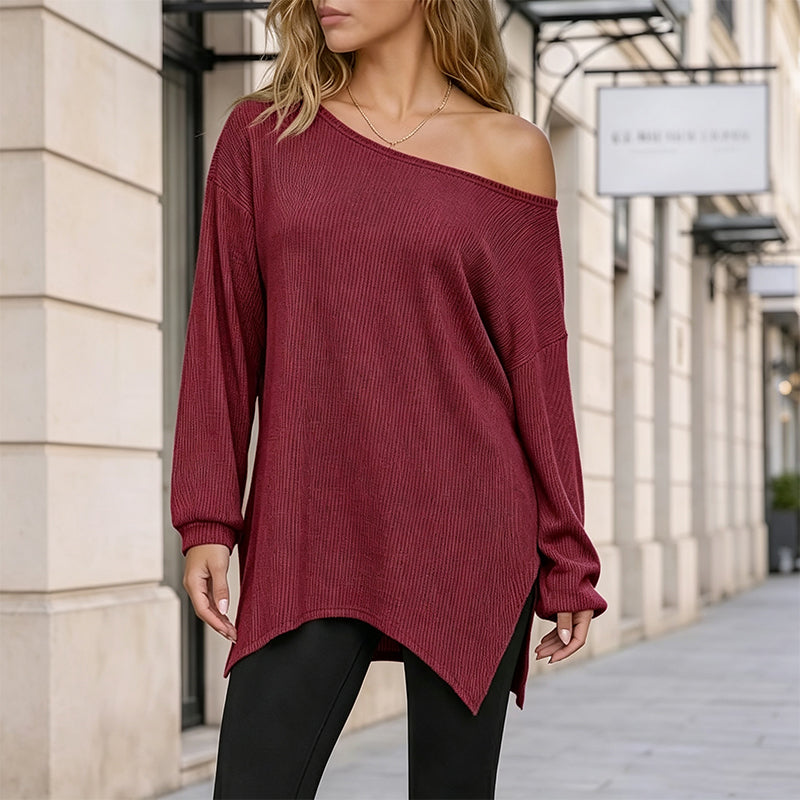 📢🎉50%Rabatt!!!🛍️✨Damen-Carmen-Oberteil mit geteiltem Saum
