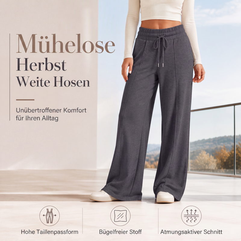 📢📢50%Rabatt!!!🎉🚀 Neu zum halben Preis ！Damen-Freizeit-Hosen mit weitem Bein und elastischem Kordelzugbund