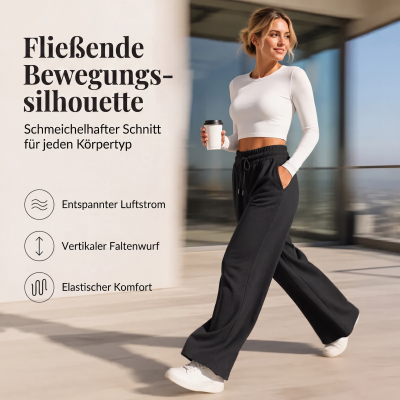📢📢50%Rabatt!!!🎉🚀 Neu zum halben Preis ！Damen-Freizeit-Hosen mit weitem Bein und elastischem Kordelzugbund