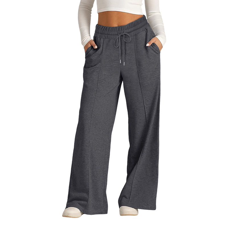 📢📢50%Rabatt!!!🎉🚀 Neu zum halben Preis ！Damen-Freizeit-Hosen mit weitem Bein und elastischem Kordelzugbund