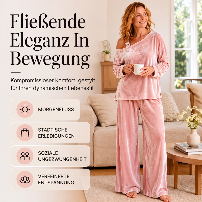 📢📢50%Rabatt!!!🎉✨Damen-Off-Shoulder-Oberteil mit weitem Hosenbein als Set