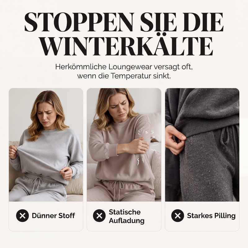 🍂🎁Neu für Herbst & Winter – 50% Rabatt für kurze Zeit!👚👖Thermo-Fleece-Pyjama-Set, warme Hauskleidung, 2-teilig, auch draußen tragbar