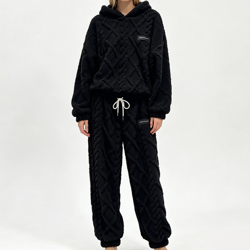 🍂🎁Neu für Herbst & Winter – 50% Rabatt für kurze Zeit!👚👖Thermo-Fleece-Pyjama-Set, warme Hauskleidung, 2-teilig, auch draußen tragbar