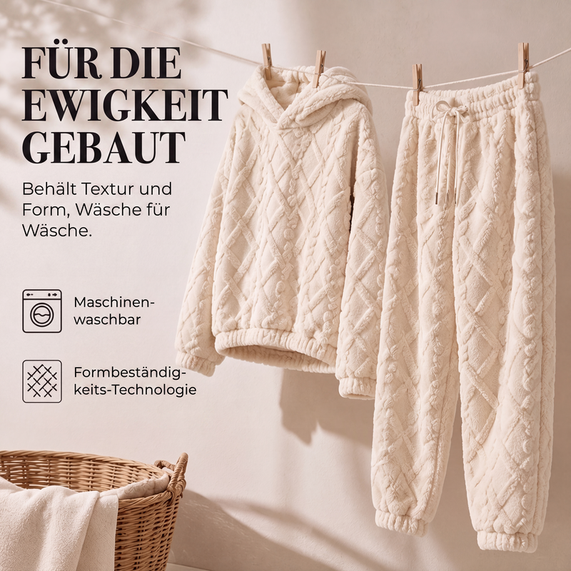 🍂🎁Neu für Herbst & Winter – 50% Rabatt für kurze Zeit!👚👖Thermo-Fleece-Pyjama-Set, warme Hauskleidung, 2-teilig, auch draußen tragbar