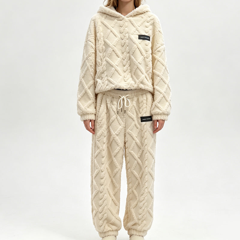 🍂🎁Neu für Herbst & Winter – 50% Rabatt für kurze Zeit!👚👖Thermo-Fleece-Pyjama-Set, warme Hauskleidung, 2-teilig, auch draußen tragbar
