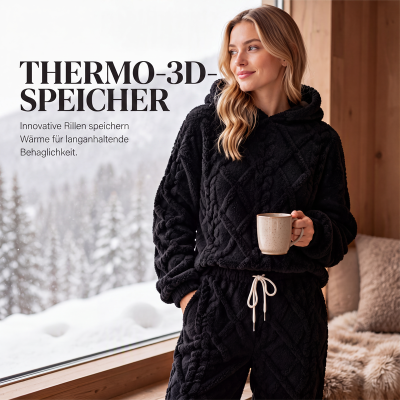🍂🎁Neu für Herbst & Winter – 50% Rabatt für kurze Zeit!👚👖Thermo-Fleece-Pyjama-Set, warme Hauskleidung, 2-teilig, auch draußen tragbar
