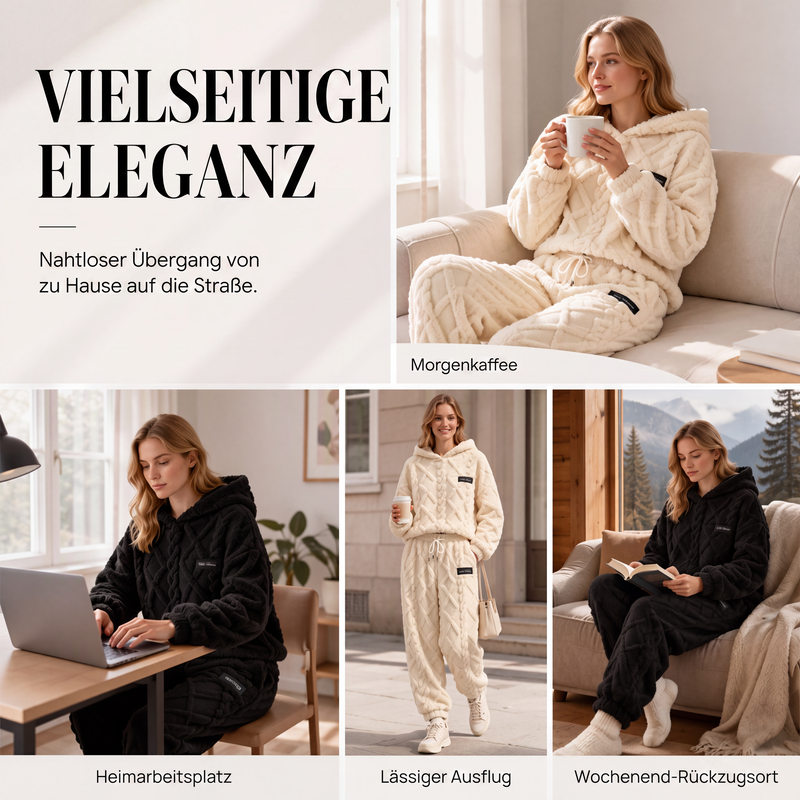 🍂🎁Neu für Herbst & Winter – 50% Rabatt für kurze Zeit!👚👖Thermo-Fleece-Pyjama-Set, warme Hauskleidung, 2-teilig, auch draußen tragbar