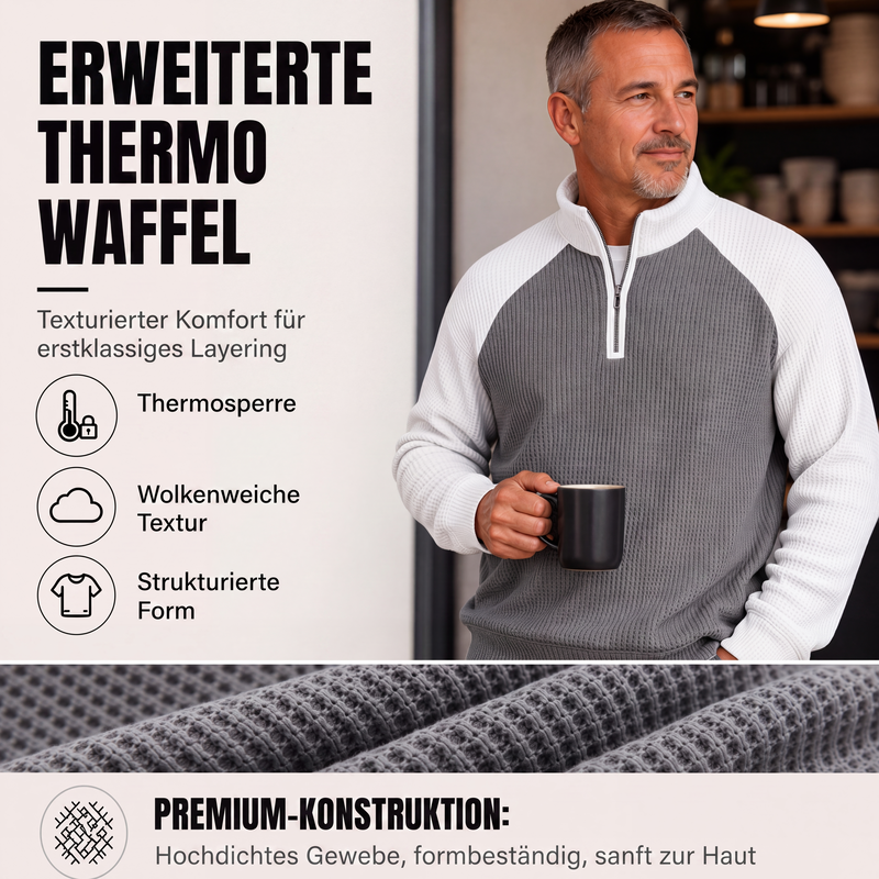 ✨Herren-Waffelstrick-Quarter-Zip-T-Shirt