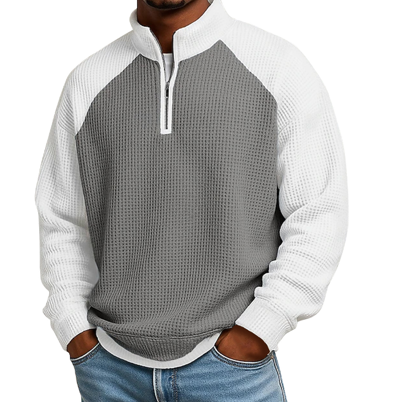 ✨Herren-Waffelstrick-Quarter-Zip-T-Shirt