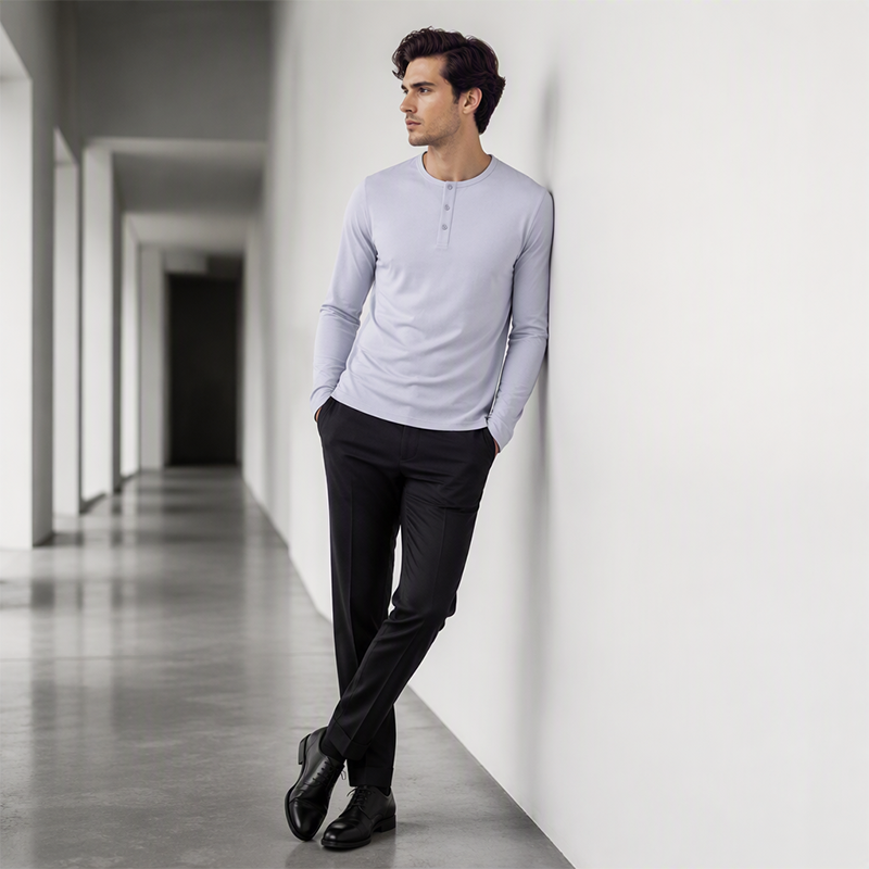 💎👕 Neuheiten – Klassisches Henley-Hemd – bequem und vielseitig