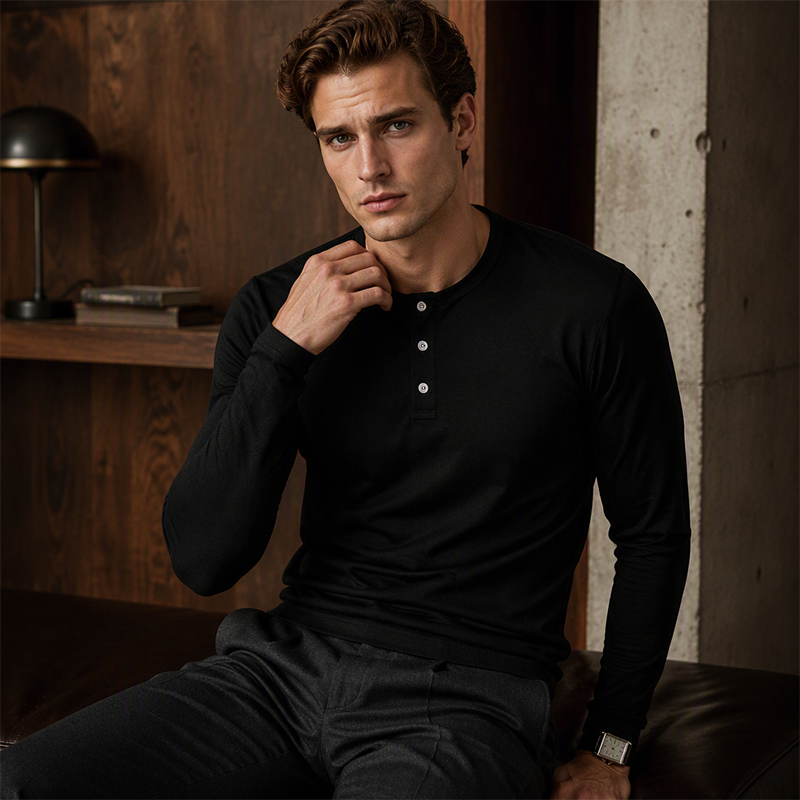 💎👕 Neuheiten – Klassisches Henley-Hemd – bequem und vielseitig