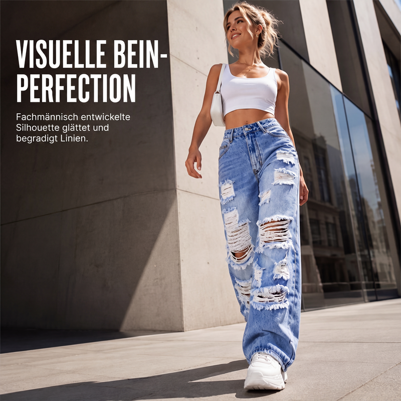 👖 50 % RABATT | Lässiger Streetstyle mit Charakter – Damen High-Waist Jeans mit weitem Bein & Destroyed-Details