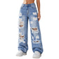 👖 50 % RABATT | Lässiger Streetstyle mit Charakter – Damen High-Waist Jeans mit weitem Bein & Destroyed-Details