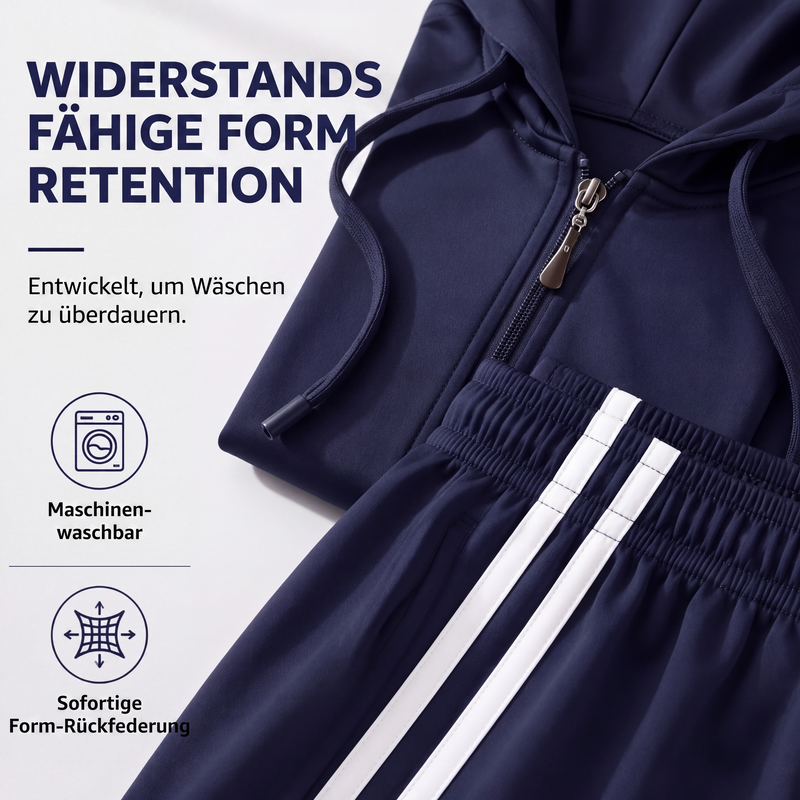 🎉🍂Herbstneuheit – 50% Rabatt!🧥👖Gestreiftes Damen-Set mit Kapuze und Reißverschluss, bestehend aus Kapuzenpullover und Hose