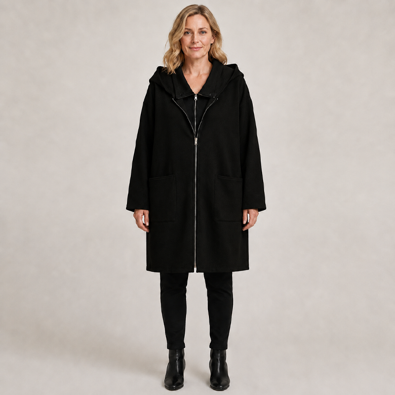📢📢50% Rabatt!!! 🎉✨ Mittellange Damenjacke mit Kapuze & 2 Reißverschlüssen