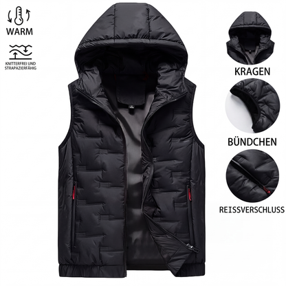 📢📢50%Rabatt!!!🎉✨Herren-Slim-Fit Kapuzenweste – Ärmellose Weste mit Frontreißverschluss, angenehm weich