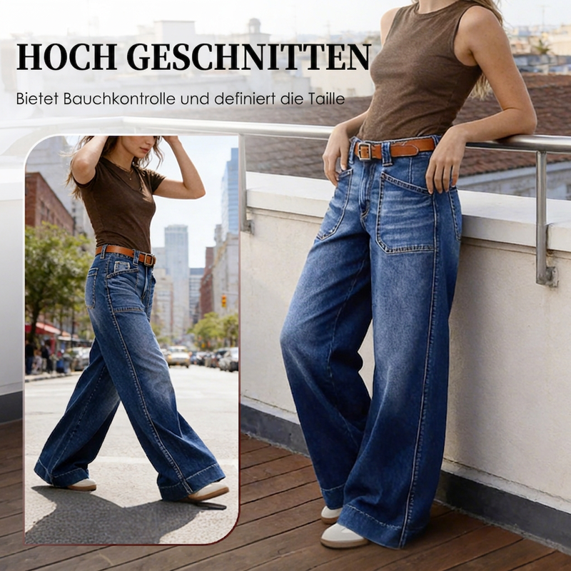 👖✨ Neuheiten – Damen High-Waist Weite Jeans