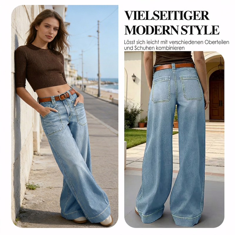 👖✨ Neuheiten – Damen High-Waist Weite Jeans