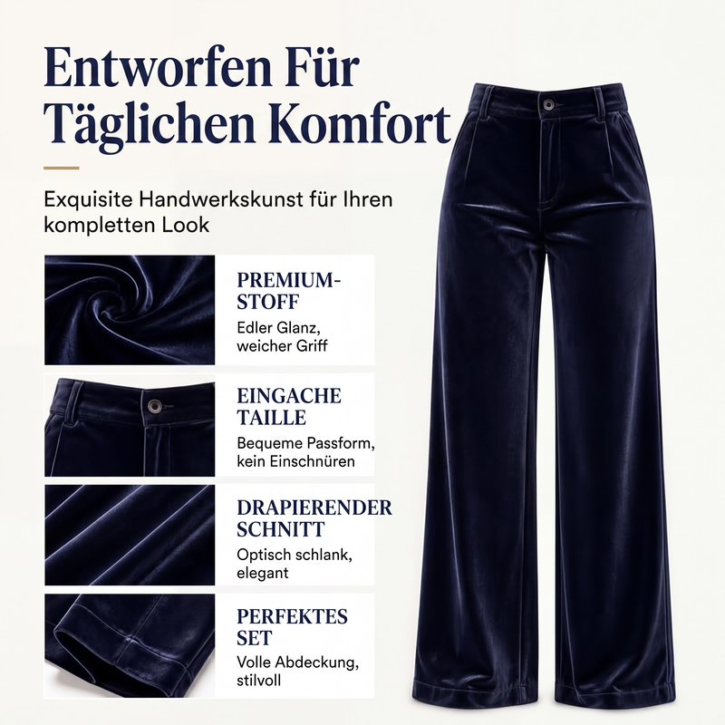 💎👖 Neuheiten – Damen Samt-High-Waist-Weitbein-Hose – elegant und bequem