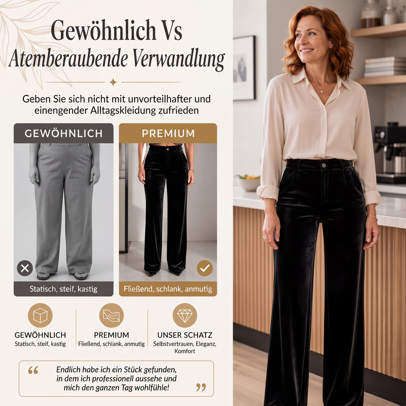 💎👖 Neuheiten – Damen Samt-High-Waist-Weitbein-Hose – elegant und bequem