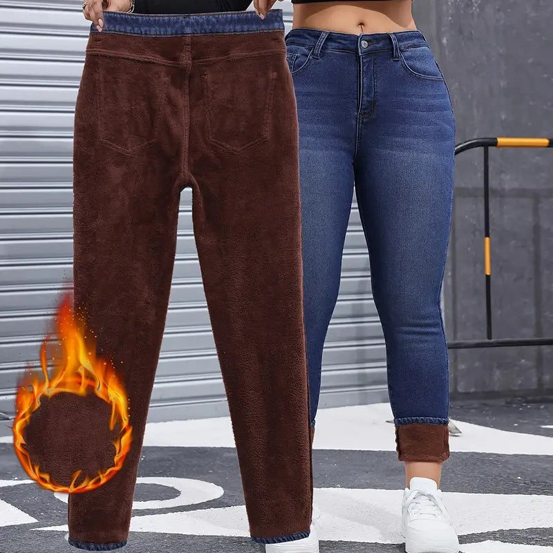 👖 50% Rabatt | Kuschelige Wärme & High-Stretch-Komfort – Gefütterte Skinny-Jeans