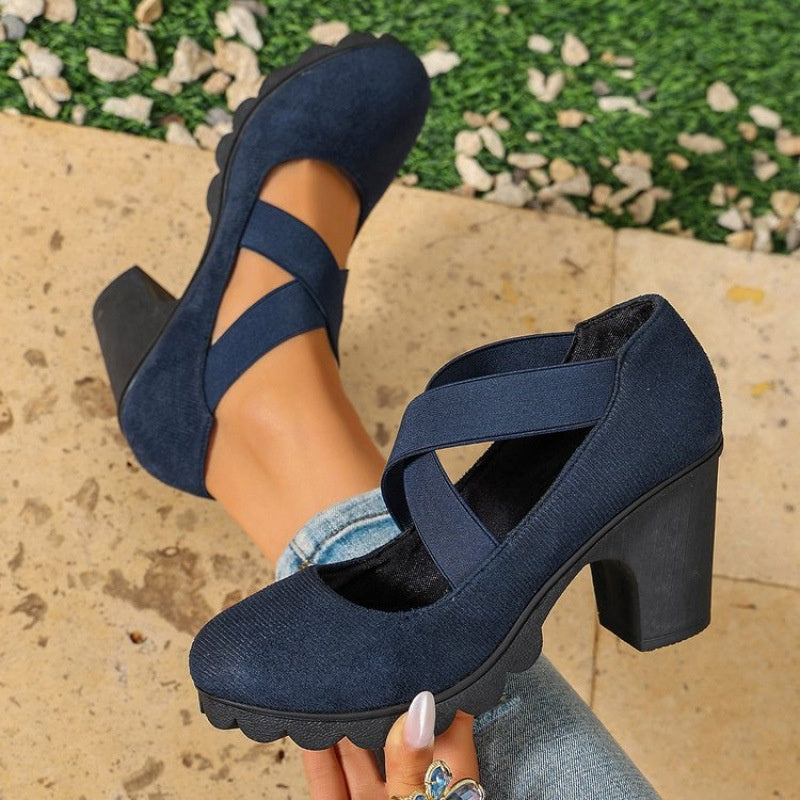 ⌛Zeitlich begrenzt – 50% Rabatt!!!🎉👠Mary-Jane-Schuhe für Damen mit runder Spitze, überkreuzten Riemen, Blockabsatz, Plateau und Cut-Out-Ausschnitten, hochhackig