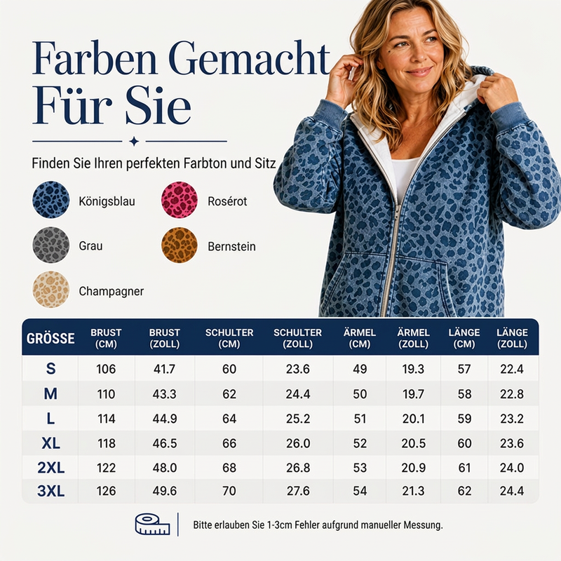 🐆 Damen Hoodie mit Reißverschluss und Leopardenmuster – Lässig, bequem & immer passend