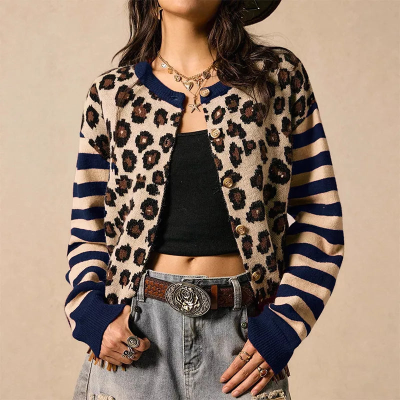 🔥Beliebtes Produkt ！✨Leoparden-Strickjacke für Damen