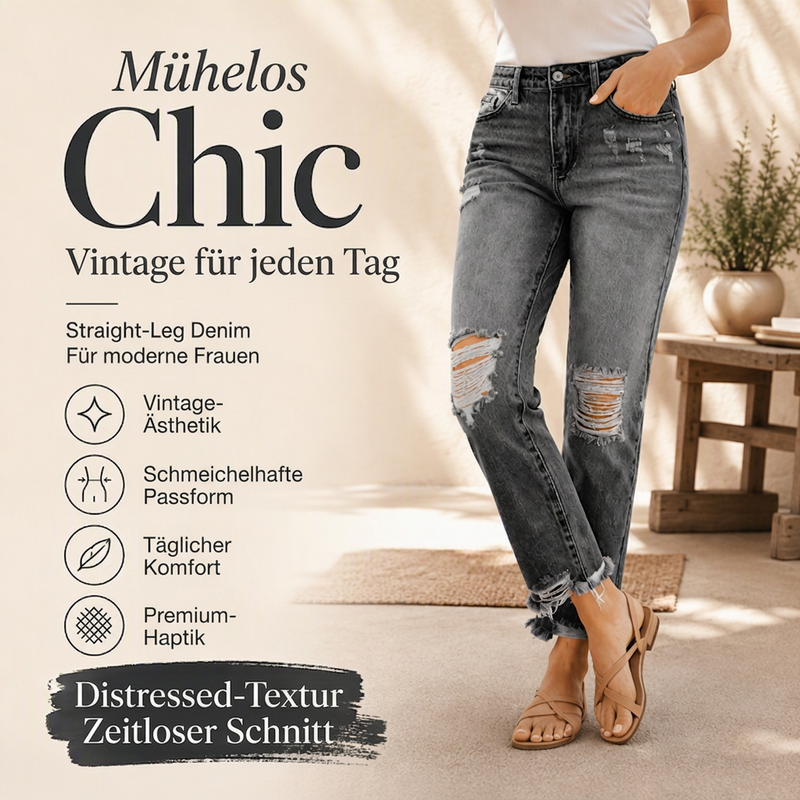 📢🎉50%Rabatt!!!🛍️✨Damen-Jeans im Retrostil, used-Look mit Rissen