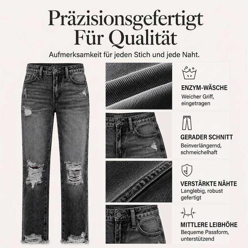 📢🎉50%Rabatt!!!🛍️✨Damen-Jeans im Retrostil, used-Look mit Rissen