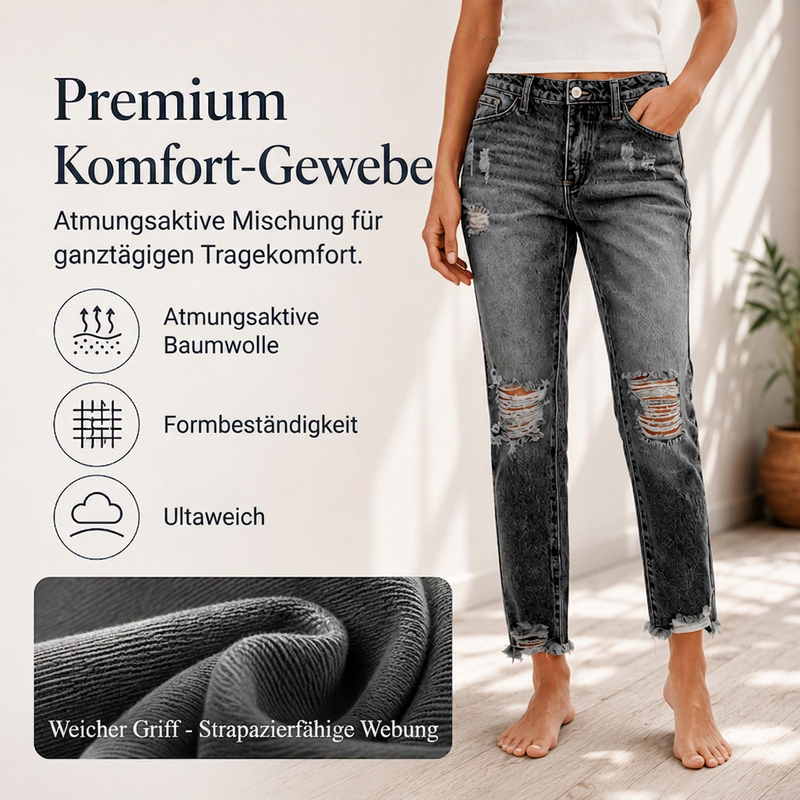 📢🎉50%Rabatt!!!🛍️✨Damen-Jeans im Retrostil, used-Look mit Rissen
