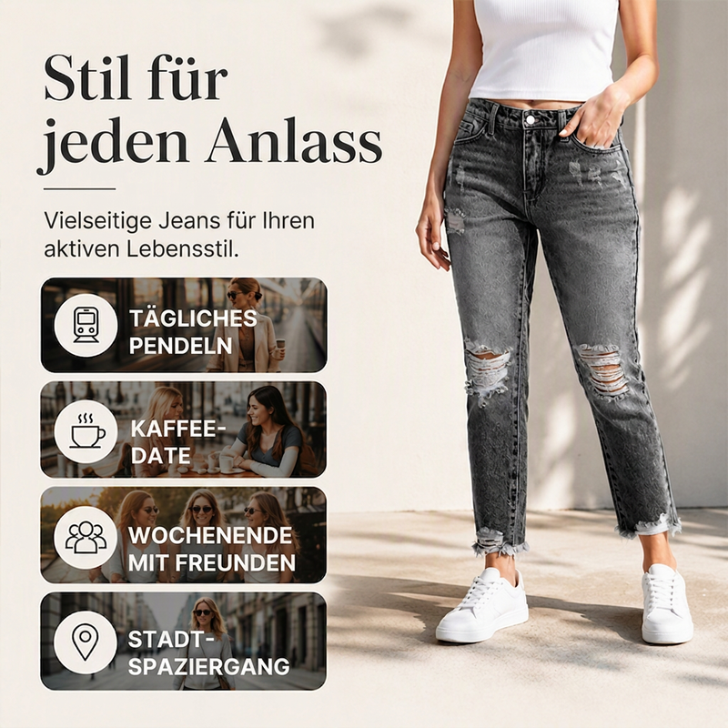 📢🎉50%Rabatt!!!🛍️✨Damen-Jeans im Retrostil, used-Look mit Rissen