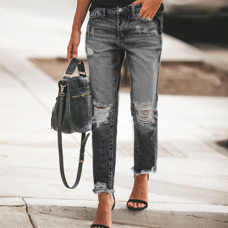 📢🎉50%Rabatt!!!🛍️✨Damen-Jeans im Retrostil, used-Look mit Rissen
