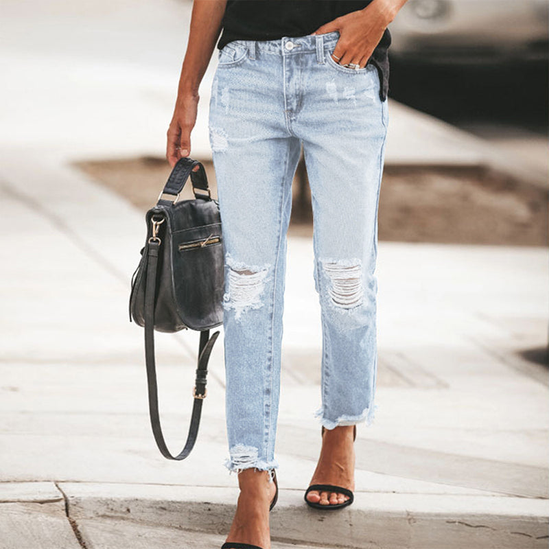 📢🎉50%Rabatt!!!🛍️✨Damen-Jeans im Retrostil, used-Look mit Rissen
