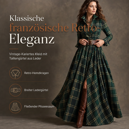 📢🎉50%Rabatt!!!🛍️🍂 Plus-Size-Kleid im französischen Vintage-Karomuster – Feminin, bequem & immer passend