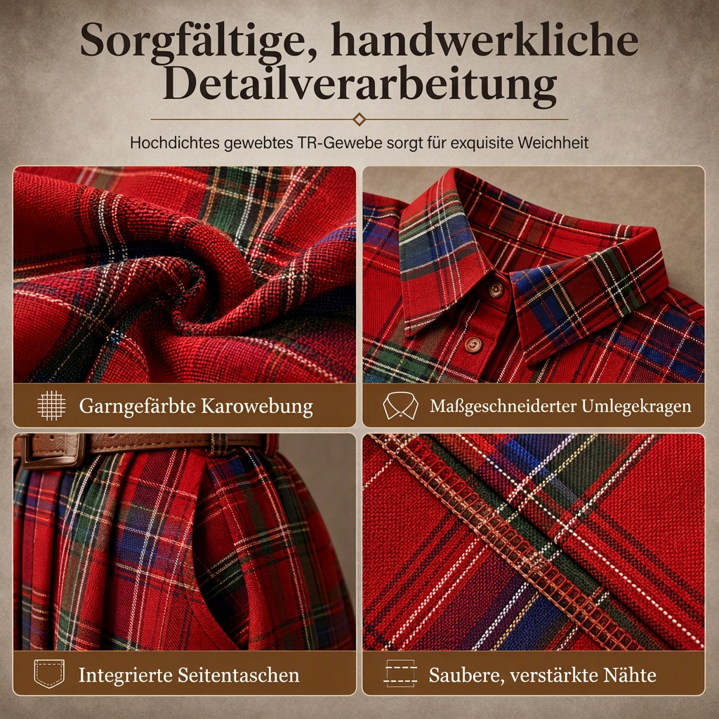📢🎉50%Rabatt!!!🛍️🍂 Plus-Size-Kleid im französischen Vintage-Karomuster – Feminin, bequem & immer passend