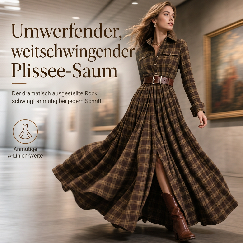 📢🎉50%Rabatt!!!🛍️🍂 Plus-Size-Kleid im französischen Vintage-Karomuster – Feminin, bequem & immer passend
